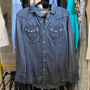 Wrangler Blue Denim Western Shirt